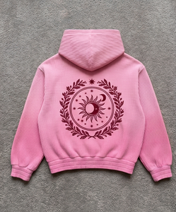 Sudadera con Capucha para Hombre, de Algodón, Tejido con Patrón de Waffle, Logotipo Bordado de Sol y Luna, Estilo Otoñal - Product Image 2