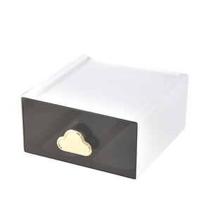 Desktop storage container stackable plastic box with drawer