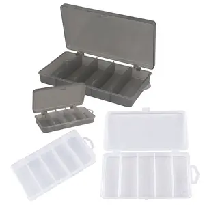 Boîtes de matériel de pêche en plastique transparent à 5 compartiments, boîte de rangement pour leurres et appâts, conteneur de 5 grilles, boîte de matériel de pêche