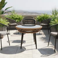 Ensemble de table et chaises de jardin compact en rotin avec dossier pour terrasse, balcon et extérieur – Idéal pour restaurant et café