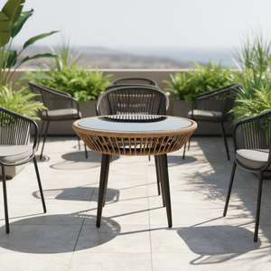 Set Tavolo e Sedie in Rattan per Piccolo Giardino, Caffè, Cortile, Terrazza, Balcone, Ristorante, Uso Esterno - Product Image 2