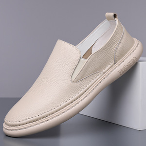 รองเท้าโลฟเฟอร์ลำลองหนังแท้บุรุษ หนังวัวชั้นดี หัวมน สวมใส่สบาย ส้นเตี้ย ระบายอากาศได้ดี ผลิตที่เวินโจว - Product Image 1