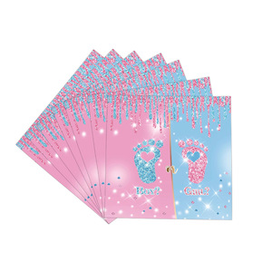 Kit de fournitures de fête jetables : assiettes en papier, gobelets, serviettes, décorations pour fête de révélation du sexe (garçon ou fille) - Product Image 2