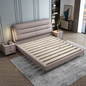 Fascia alta italiana grande <span class=keywords><strong>testiera</strong></span> letto matrimoniale telaio in pelle <span class=keywords><strong>letti</strong></span> nuovo Design camera da letto mobili di lusso moderno letto King Size - Product Image 4