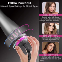 Sèche-cheveux multifonctionnel réglable de haute qualité, brosse lissante en céramique à air chaud 1200W, puissant séchoir à cheveux électrique
