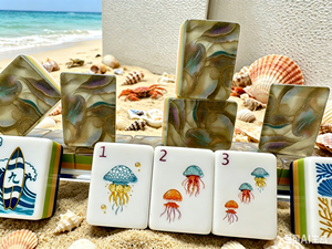 Fichas de Mahjong Americanas de Acrílico Grabadas con Láser de 4 Capas, Portátiles, con Diseño Moderno y Temática Oceánica de Lujo - Product Image 2