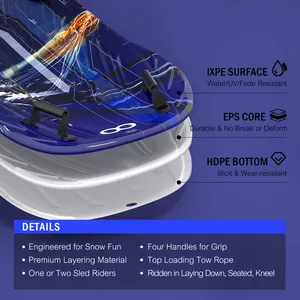 Woowove OEM Mousse de snowboard 48 ''HDPE Traîneau à neige en plastique de haute qualité avec 2 poignées et corde de traction pour enfants et adultes - Product Image 5