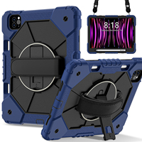 Étui antichoc 360 Armor pour iPad Air 11 M3 2025 M2 2024 avec support rotatif pour stylet, dragonne et bandoulière, adapté aux enfants