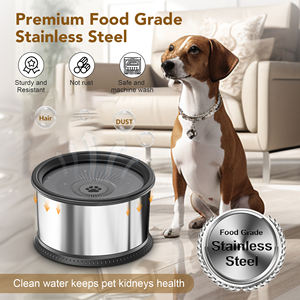 Grosir 3,5 l mangkuk air anjing Logo kustom baja tahan karat tanpa tumpahan abu-abu mangkuk air lambat untuk anjing kecil sedang besar - Product Image 6