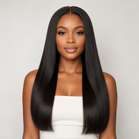 Perruque de cheveux humains 10A lisses, couleur noir naturel, densité 350%, avec dentelle transparente 13x4, cheveux vietnamiens longs et raides