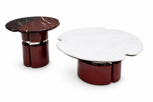 Ensemble de table basse moderne en pierre avec structure en acier inoxydable, design combiné, mobilier de luxe personnalisable pour la maison et l'hôtel - Product Image 6