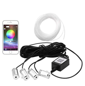 RGB LED Interior del coche de neón EL cable de luz de tira tablero de atmósfera lámpara sonido activo APP Kit de Control - Product Image 1