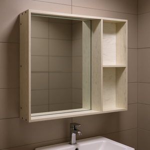 Armario de pared para espejos de baño, marco de madera, rectangular, 30-40 pulgadas, diseño minimalista blanco, almacenamiento para baño - Product Image 2