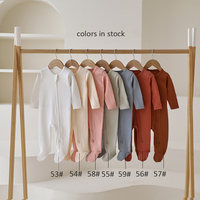 Baju Bayi Organik Bersertifikat GOTS 100% Katun, Bodysuit Bayi Baru Lahir Polos dengan Ritsleting, Romper Bayi