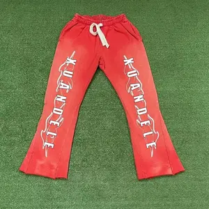 Designer Custom Luxe Heren Rode 400Gsm Franse Terry Joggingbroek Broek Broek Broek Custom Logo Gewassen Joggingbroek Voor Mannen