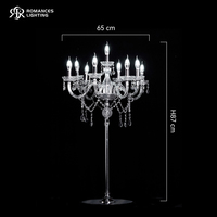 Nouveau design, vente en gros, chandelier à bougies multicouche en cristal, rechargeable, pour mariage, décoration de chemin, centres de table avec base métallique