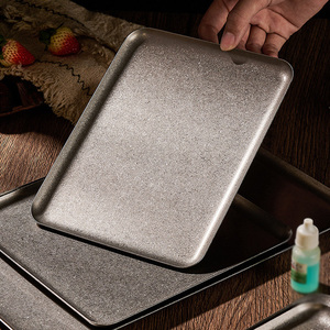 Modern 304 Retro Stainless Steel Plate <strong>Square</strong> Old Style <strong>Tray</strong> for Steak Dinner and <strong>Dessert</strong> for Home Kitchenware Camping - Product Image 4