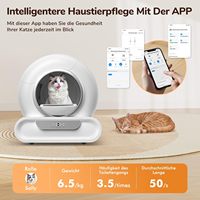 Robot anti-odeurs intelligent contrôlé par application, bac à litière automatique autonettoyant pour chat de 74 L avec plateau intérieur en acier inoxydable pour plusieurs chats