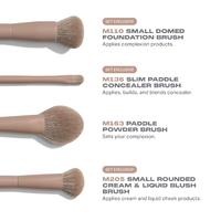 YRX Lot de 4 pinceaux de maquillage personnalisés en poils synthétiques, écologiques et durables, pour le contour des joues et le blush, design OEM, couleur chocolat
