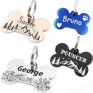 Wholesales Custom LOGO Nautical Animal Glitter Stainless Steel Dog <b>ID</b> <b>Tag</b> Multi Color Engraved Bone Pet Accessories DIY Laser - Product Image 4