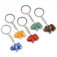 Porte-clés Ours Polaire en Pierre Naturelle, Pendentif Ours Sculpté et Poli en Agate Cristalline, Création Animale pour Sac