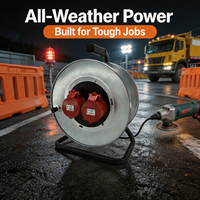 Enrouleur de câble CEE de 25 m avec 2 prises CEE, étanche IP44, 400 V 16 A H07RN-F 1,5 mm² isolé en caoutchouc, pour le camping et les chantiers de construction