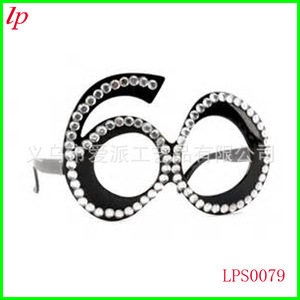 Lunettes de fête d'anniversaire en plastique ornées de strass LPS0079 pour célébration - Product Image 1