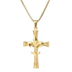 yunnique <b>Cross</b> Pendant Necklace Titanium Steel Gold Unisex Hip Hop Jewelry Geometric Design 60cm <b>Chain</b> - Product Image 5