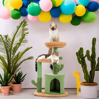 Arbre à chat écologique en forme de cactus, grande taille, construction en bois avec rampe à gratter en sisal, jouet pour chaton d'intérieur, griffoir pour chat