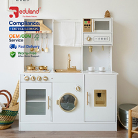 Set de Cocina Grande de Juguete de Madera EDULAND CPC CE para Juego de Simulación, MDF Rociable con Juguetes de Cocina de Metal, OEM/ODM para Supermercados y Cadenas Minoristas