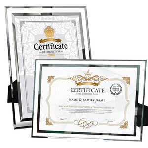 Sliver Crystal Glass <b>Photo</b> Picture Diploma <b>Frames</b> <b>8x10</b> Patent Certificate <b>Frame</b> for Tabletop Display Vertical - Product Image 1