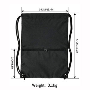 Sac à dos personnalisé avec logo sportif, fermeture à cordon, sac à dos en microfibre imperméable blanc avec poche zippée - Product Image 6