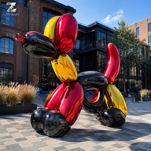 Sculpture de chien <span class=keywords><strong>ballon</strong></span> en acier inoxydable bleu, artisanat métallique grandeur nature, poli miroir personnalisé, style Pop Art pour centre commercial, hôtel, hall de centre commercial - Product Image 5
