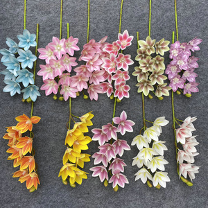 Fleur artificielle de clematis à tige unique 3D à 9 têtes, plante décorative pour mariage, oridée artisanale, ornement photographique - Product Image 1