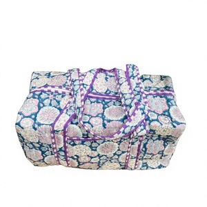 Great Price Cotton Weekender Travel Bag, Handmade Quilted Fabric Duffle Bag, Block Printed, Hand <b>Luggage</b> Bag, Bags for Women, - Product Image 1