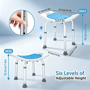 Tabouret de douche Concord, hauteur réglable 35,6-48,8 cm, antidérapant pour la sécurité dans la salle de bain - Product Image 1