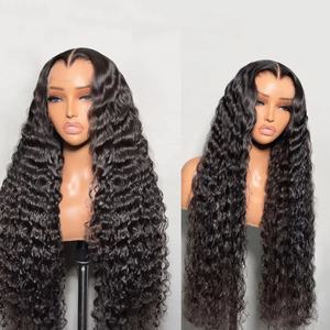 Widow's Peak Hairline Deep Wave 13x4 HD Pelucas de cabello humano frontal de encaje Onda de agua 7x5 Pelucas delanteras de encaje sin pegamento prearrancadas - Product Image 2