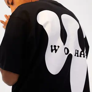 Camiseta masculina pesada de algodão, camiseta impressa personalizada puff de 100% algodão, pesada, com estampa de tela 240gsm, tamanho grande