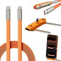 Cable de Datos de Carga Rápida PD Tipo-C de 240W con Soporte Extraíble para Teléfono, Material de Nailon, Compatible con Computadoras