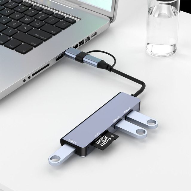 Hot Selling USB-A/USB-C Dual Model to 4 in 1 USB3.0+USB2.0 Data Transfer USB HUB in Stock