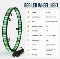 Feux de roue LED RGBW 12V à quatre rangées, doubles côtés, avec télécommande et contrôle par application, état neuf, éclairages de tuning pour camions, SUV et véhicules tout-terrain