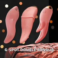 Stimulateur de point G et de mamelons chauffant pour femme, vibromasseur double langue avec fonction de léchage