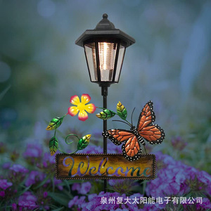Solar Garden <b>Light</b> Led Hexagonal Iron Art With Welcome <b>Sign</b> Free Standing Water Resistant Quanzhou Made - Product Image 1