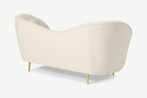 Sans Offre Spéciale <span class=keywords><strong>Causeuse</strong></span> <span class=keywords><strong>2</strong></span> <span class=keywords><strong>places</strong></span> en tissu blanc à pieds dorés Canapé de salon - Product Image 3