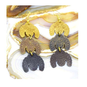 1990 joyería Arabia moda hecha de hoja púrpura y oro pendientes redondos de metal y pendientes colgantes de oro uso diario para damas - Product Image 6