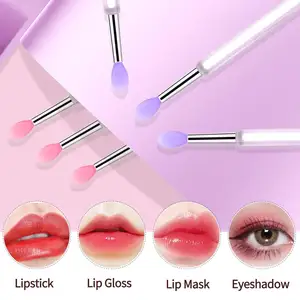 Portable Silicone Lip Brush With Cover Soft Lip Balm Applicator Lipstick Lip Gloss Makeup Brushes