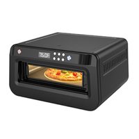 Noir Multifonctionnel Ménage Professionnel Intérieur 15L Four À Pizza Contrôle Numérique Grille-pain Électrique Four À Pizza Avec Porte En Verre