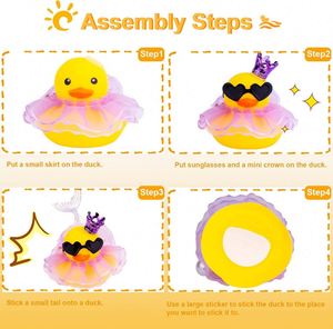 Wholesale Cute Rubber Duck <b>Car</b> Dashboard Decoration Plastic <b>Ornament</b> with Mini Crown Skirt Glasses Prop - Product Image 4