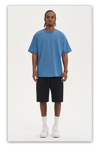 Camiseta de algodón de 280 g/m² de gran tamaño para hombre, estilo casual, color liso, holgada, estilo urbano, novedad 2026 - Product Image 5