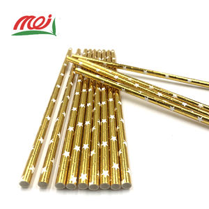 قشة شرب ورقية طبيعية 100% قابلة للتحلل الحيوي، قشة ورقية ذهبية للاستخدام مرة واحدة - Product Image 6